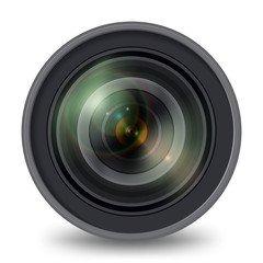 Photo video Camera lens isolated front view realistic vector