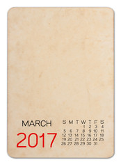 Calendar of 2017 on the Empty old photo