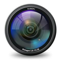 Photo video Camera lens isolated front view realistic vector