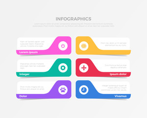 Multicolor 6 step process vector template Infographic background
