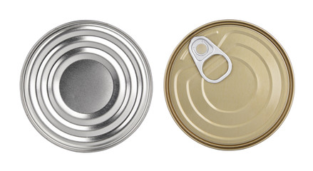 cans top view without labels