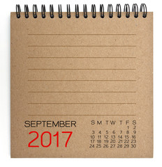 2017 Calendar on brown Texture Paper