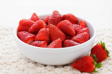 Bowl of Sliced Strawberries