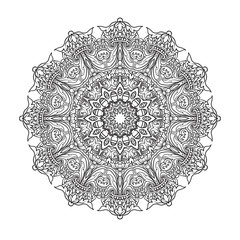 Vintage baroque mandala ornament. Anti stress coloring book for adult. Outline drawing coloring page.