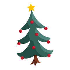 Christmas tree icon in cartoon style isolated on white background vector illustration