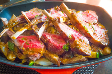 Organic Grilled Lamb Chops Steak with Gremolata
