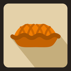 Christmas cake icon in flat style with long shadow. Food symbol vector illustration