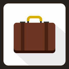 Suitcase icon in flat style with long shadow. Luggage symbol vector illustration
