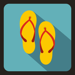 Slates icon in flat style with long shadow. Summer shoes symbol vector illustration