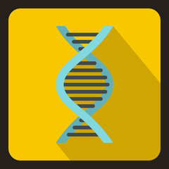 DNA icon in flat style with long shadow. Science symbol vector illustration