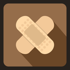 Medical plaster icon in flat style with long shadow. Medicine symbol vector illustration