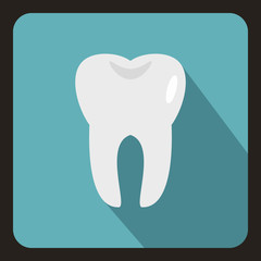 Tooth icon in flat style with long shadow. Dentistry symbol vector illustration