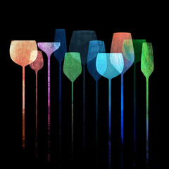 Image of Paper textured party glasses printed on Printed Glass Splashbacks