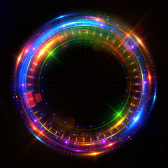 Abstract ring background with luminous swirling backdrop. Glowing spiral. The energy flow tunnel.
Shine round frame with light circles light effect. Glowing cover. Space for your message.