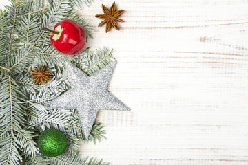 Christmas decoration with twigs and Christmas balls