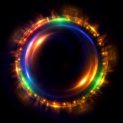 Abstract ring background with luminous swirling backdrop. Glowing spiral. The energy flow tunnel.
Shine round frame with light circles light effect. Glowing cover. Space for your message.