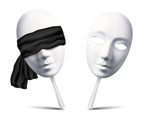 Couple of white blindfolded masks for mafia game