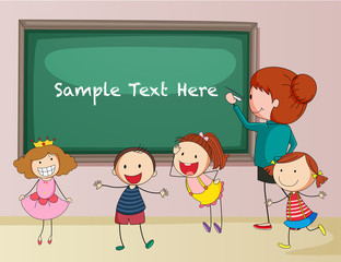 Frame design with teacher and students