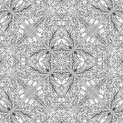 Seamless royal pattern. Outline hand drawn. Adult coloring book.