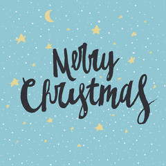 Hand drawn Merry christmas lettering. Perfect Xmas design for greeting cards and invitations.