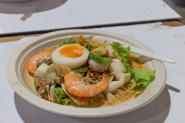 Spicy seafood noodle soup,Thailand food