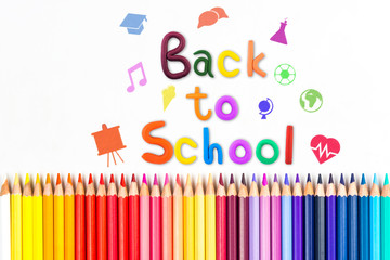 message " Back to School "  with  color pencil