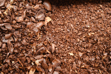 different coffee forms in wooden box for background