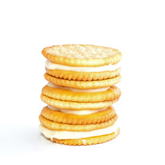 crackers or biscuits on white background