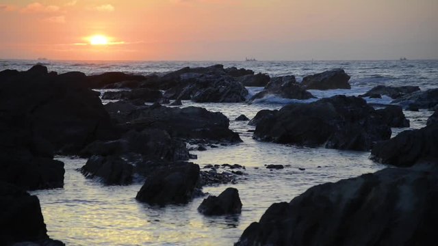 Sea and rocks in a summer morning, Chiba Prefecture, Japan