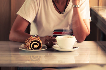 Cappuccino with woman