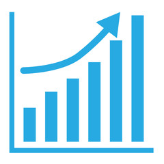 Business graph .vector growth progress blue arrow.
