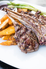 Grilled lamb chop steak