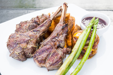 Grilled lamb chop steak