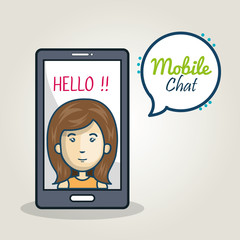 cartoon smartphone woman mobile chat graphic vector illustration eps 10
