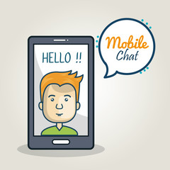 cartoon smartphone man mobile chat graphic vector illustration eps 10