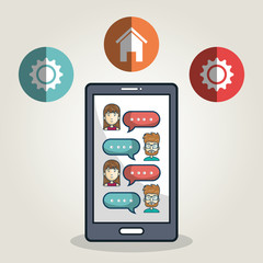 mobile chat group character smartphone graphic vector illustration eps 10