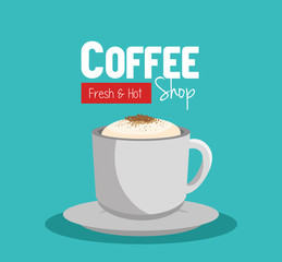 cup coffee fresch and hot shop graphic vector illustration eps 10