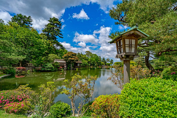 Kenroku-en, located in Kanazawa, Ishikawa, Japan is an old private garden.