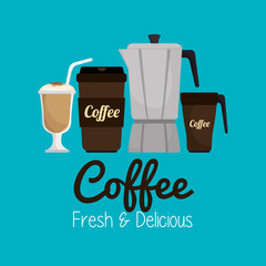 set icon coffee hot and fresh graphic vector illustration eps 10