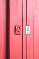 Fire alarm switch with emergency telephone line.