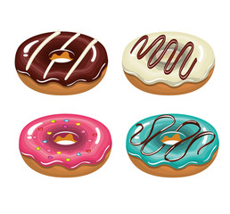 set donuts tasty white background isolated graphic vector illustration eps 10