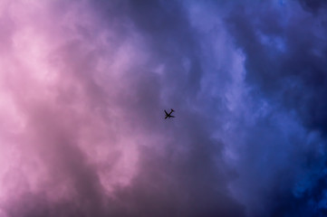 Commercial passenger plane in flight