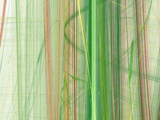 Colorful green abstract fractal with vertical lines and curves