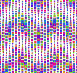 Seamless pattern on a white background. Has the shape of a wave. Consists of geometric elements of square shape in color. Useful as design element for texture, pattern and artistic compositions.