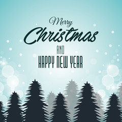 christmas card and new year pines and clouds graphic vector illustration eps 10