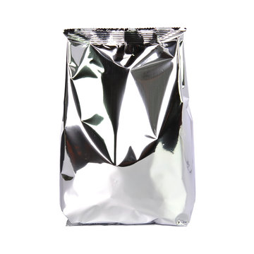 Foil package bag isolated on white