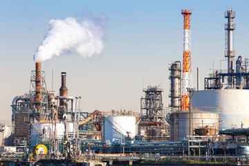Fototapeta na wymiar Industrial view at oil refinery plant form industry zone