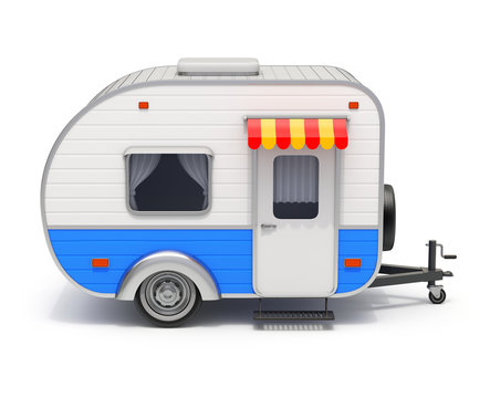 RV camper trailer on white background
