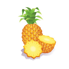Juicy pineapple on a white