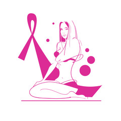 Pink Ribbon Breast Cancer Awareness Female Body